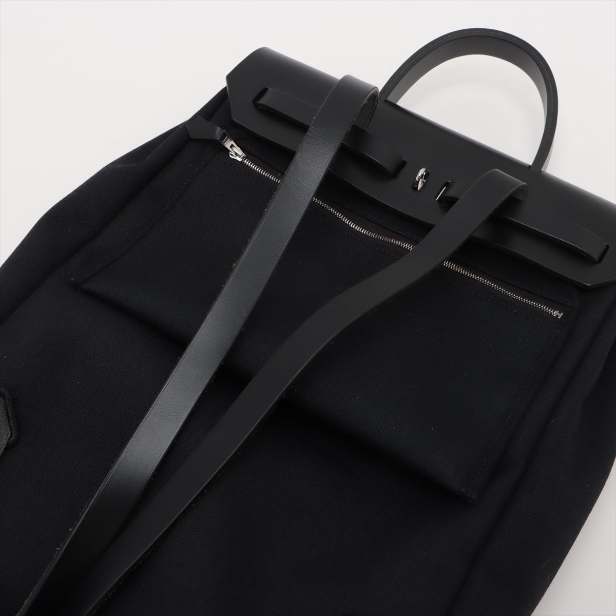 Hermès Herbag Ado PM Toile Officier & calf leather Black Silver Metal fittings □O: 2011