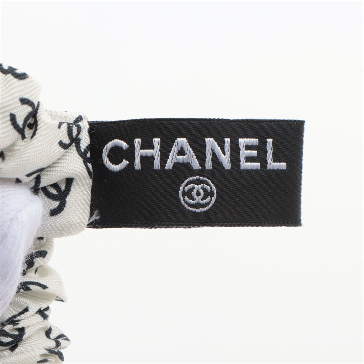 Chanel Coco Mark 23P Scrunchie Silk White