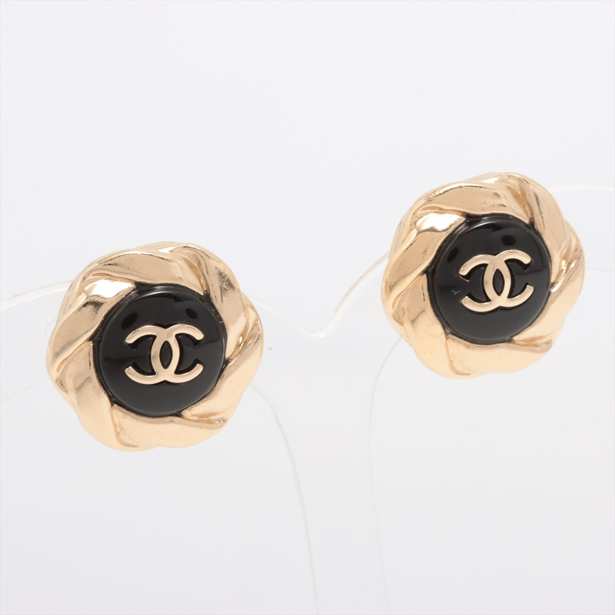 Chanel Coco Mark A22A Piercing jewelry (for both ears) GP Black×Gold