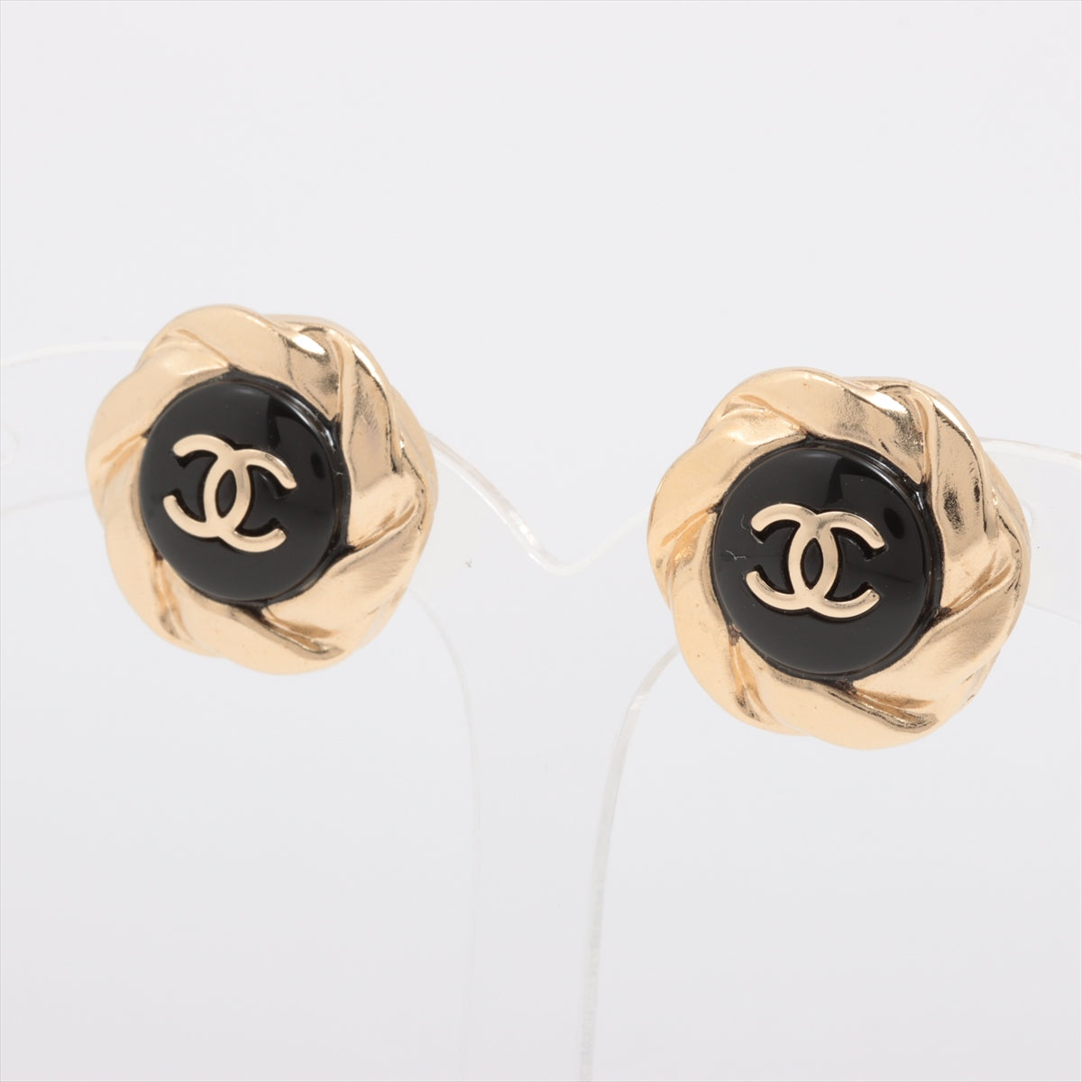 Chanel Coco Mark A22A Piercing jewelry (for both ears) GP Black×Gold