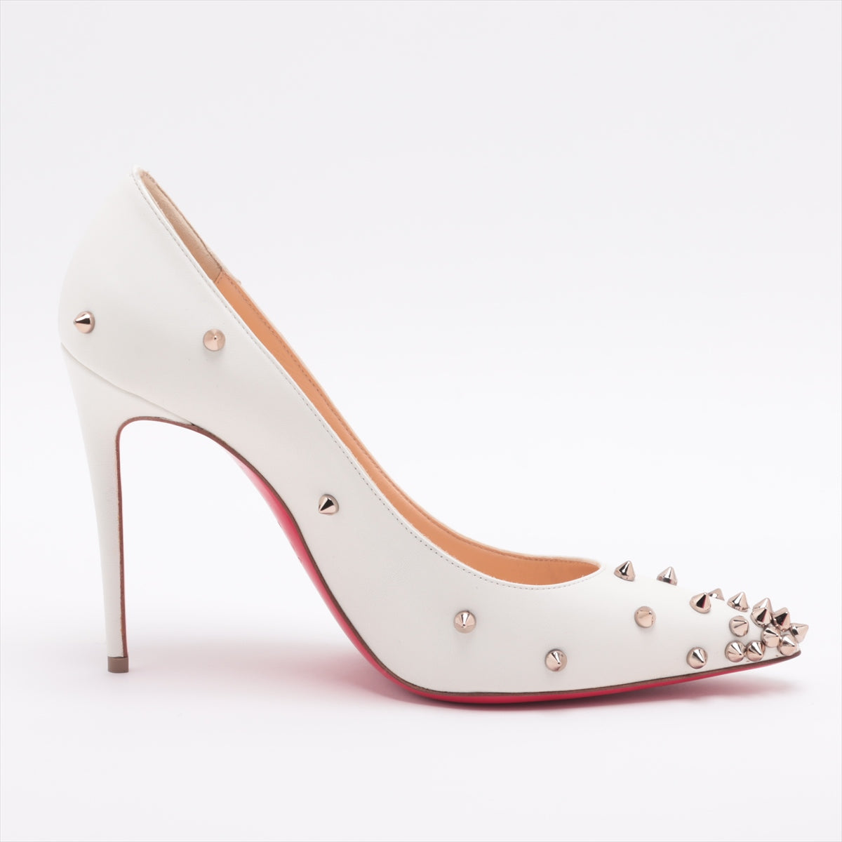 Christian Louboutin Leather Pumps 36 1/2 Ladies' White Spike Studs