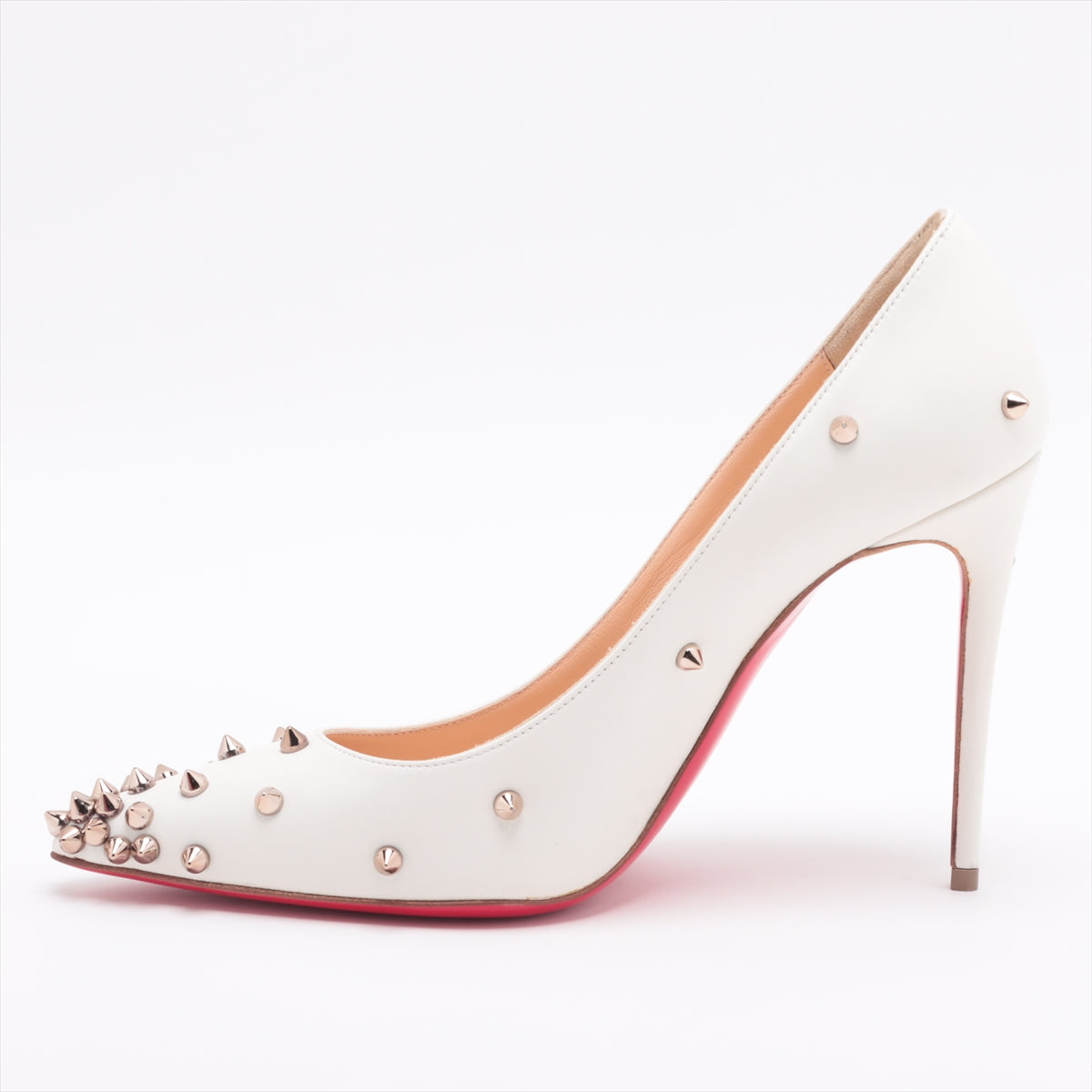 Christian Louboutin Leather Pumps 36 1/2 Ladies' White Spike Studs