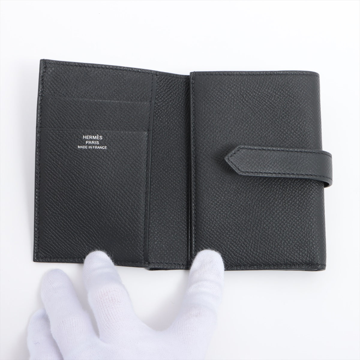Hermès Bearn Combiné Veau Epsom Compact Wallet Black Black x silver hardware U: 2022