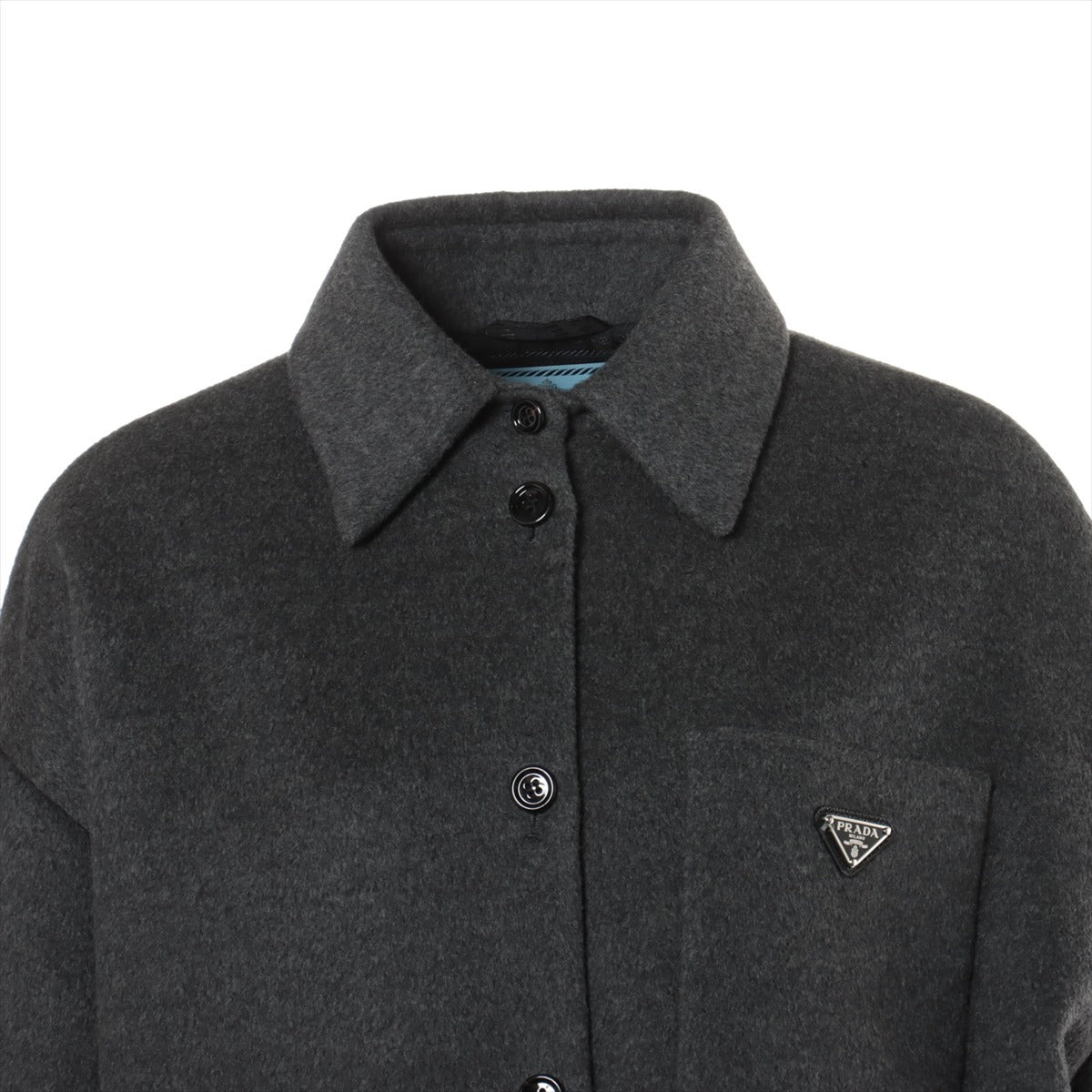 Prada Triangle logo 22AW wool x angora coats 36 Ladies' Grey  P618PZ