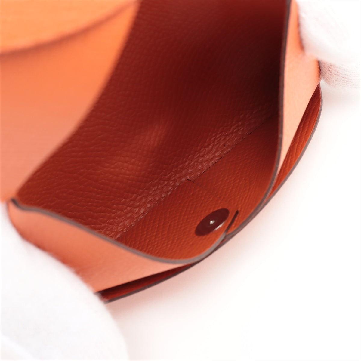 Hermès Calvi Veau Epsom Card case Orange Silver Metal fittings B: 2023