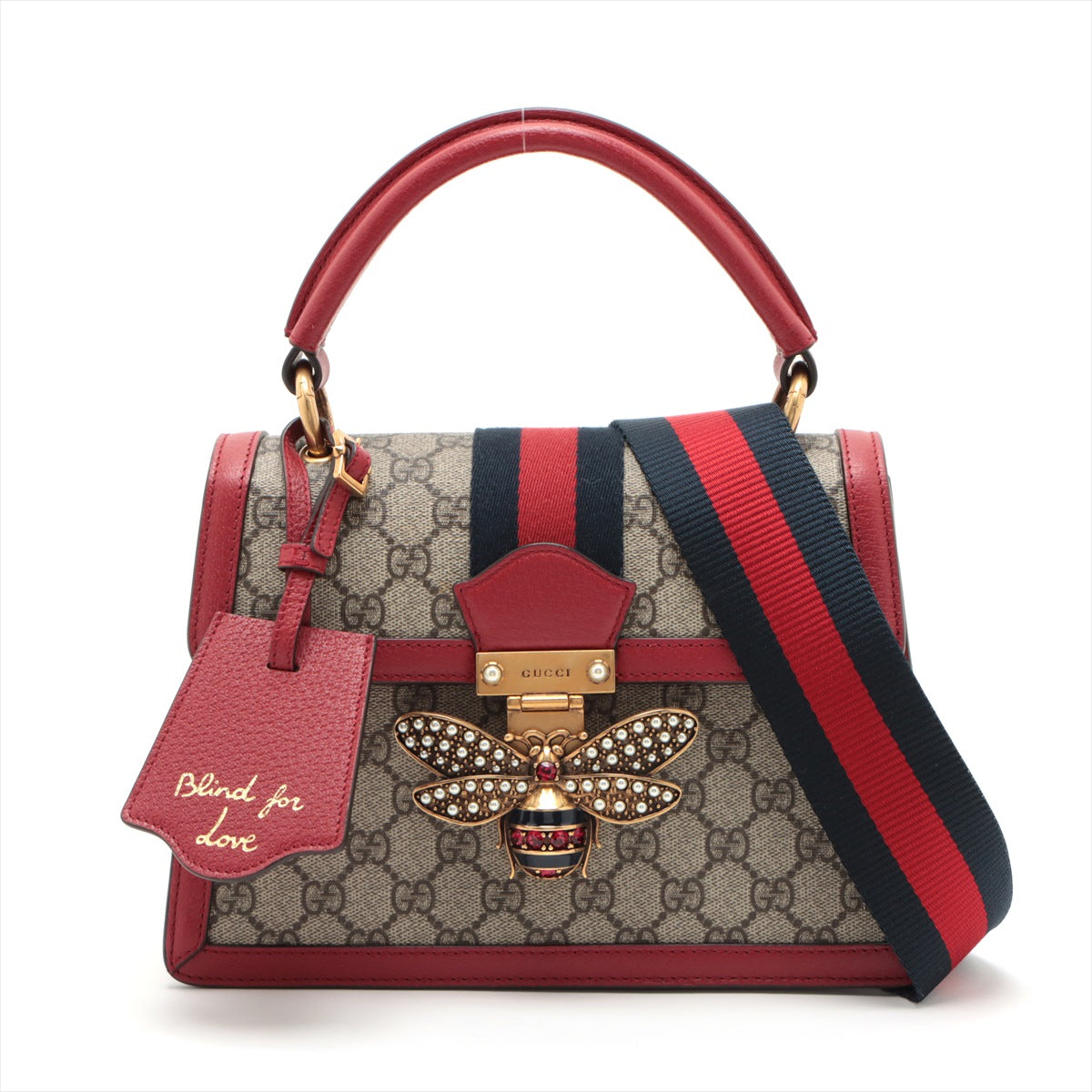 Gucci GG Supreme Queen margaret 2way handbag Beige x red 476541