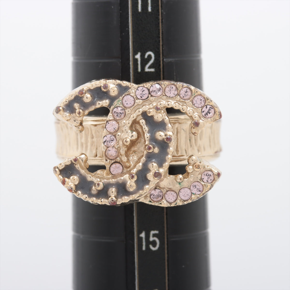 Chanel Coco Mark A12C rings GP×inestone Gold x pink