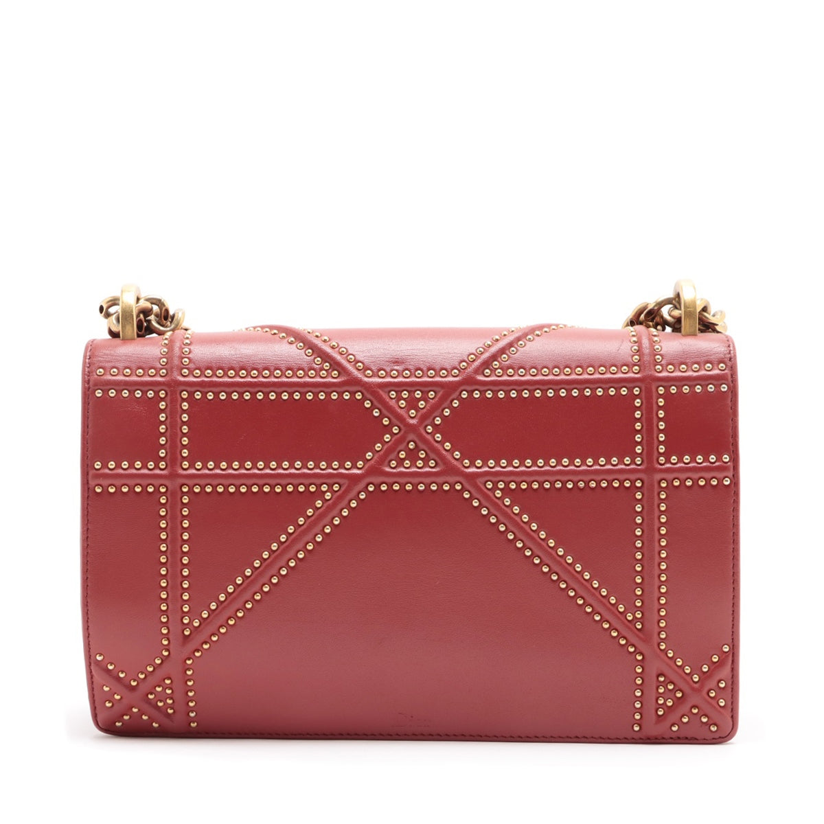 Christian Dior Diorama leather x studs Chain shoulder bag Red
