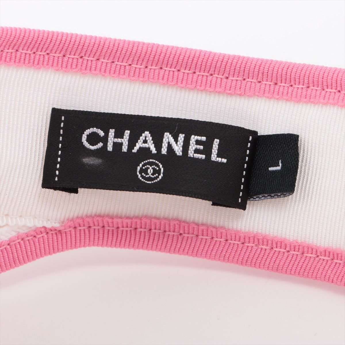 Chanel Coco Mark Ribbon 21S Visor L Straw Pink