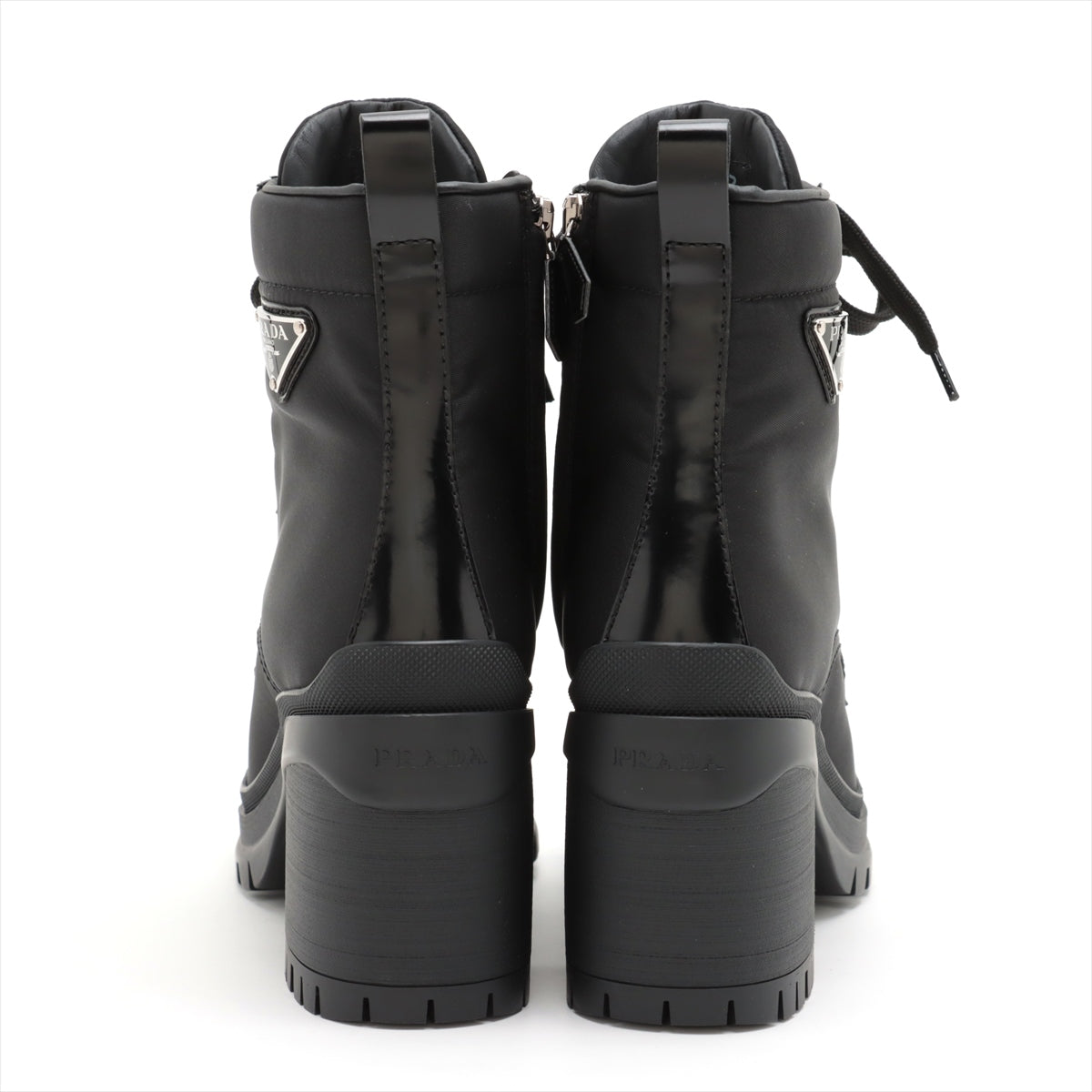 Prada Nylon & leather Boots 37 1/2 Ladies' Black Triangle logo