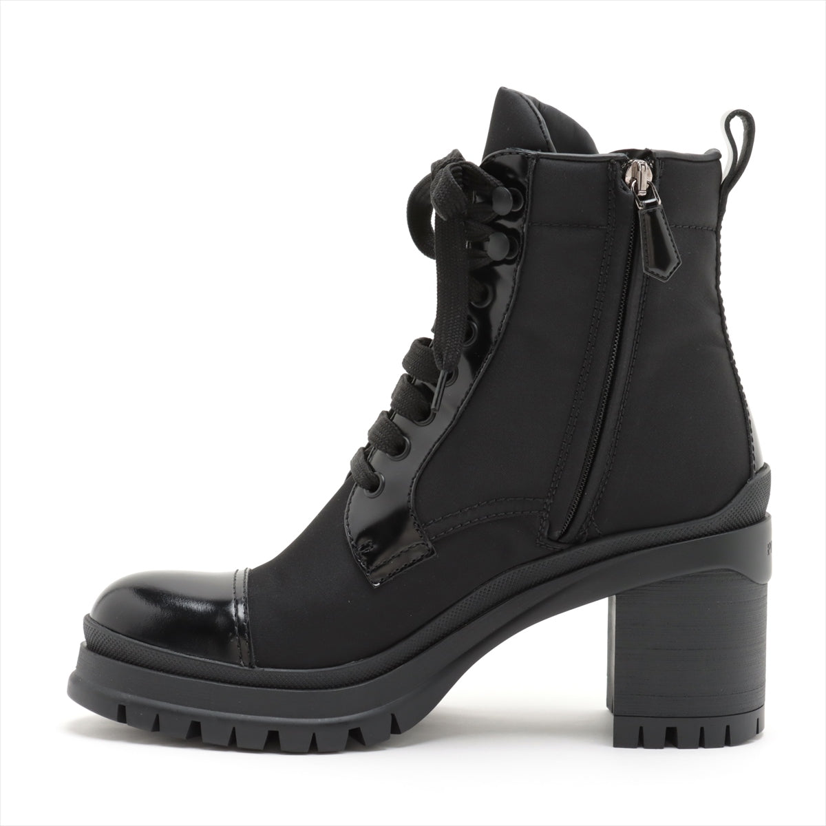 Prada Nylon & leather Boots 37 1/2 Ladies' Black Triangle logo
