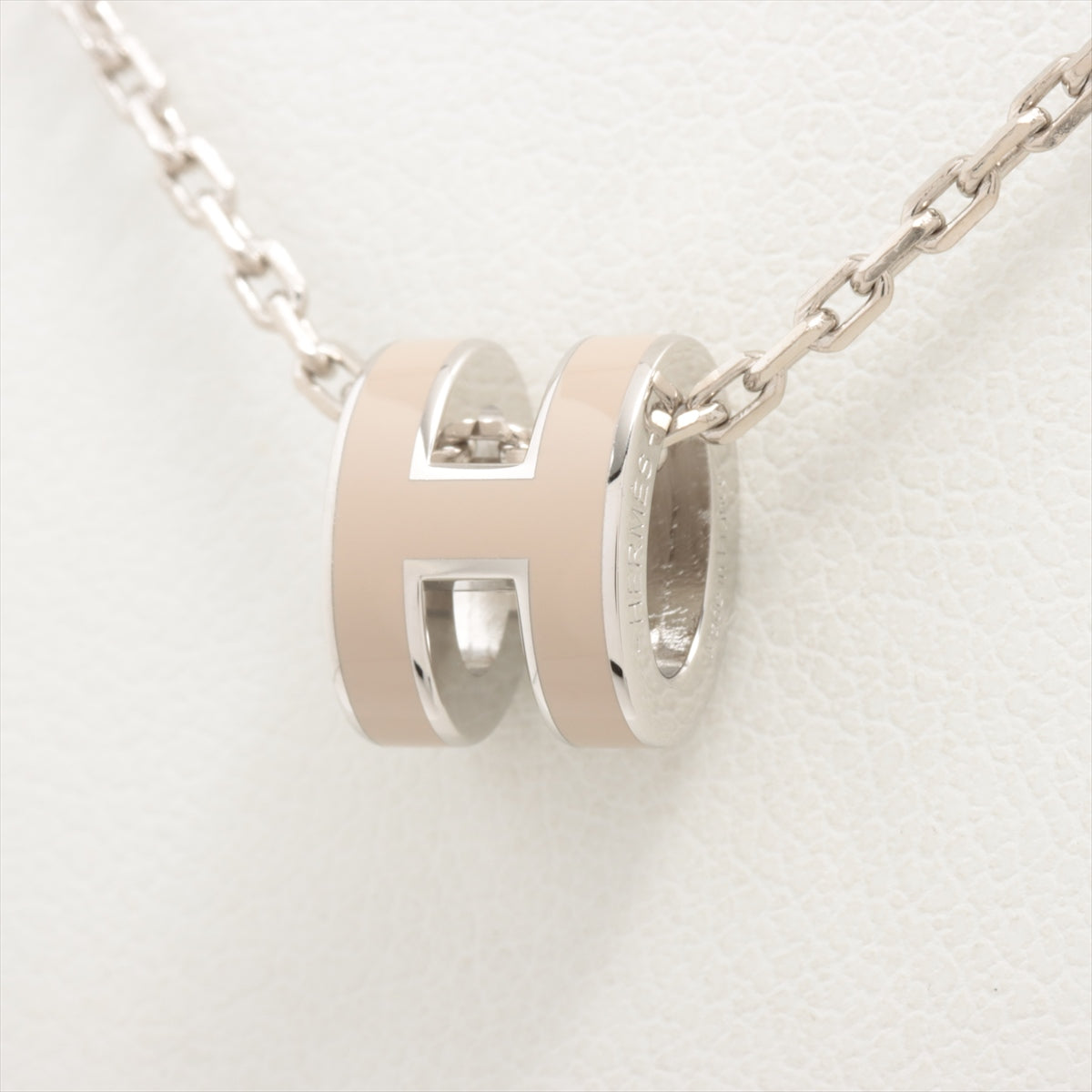 Hermès Mini Pop Ash H Necklace metal Silver Greige