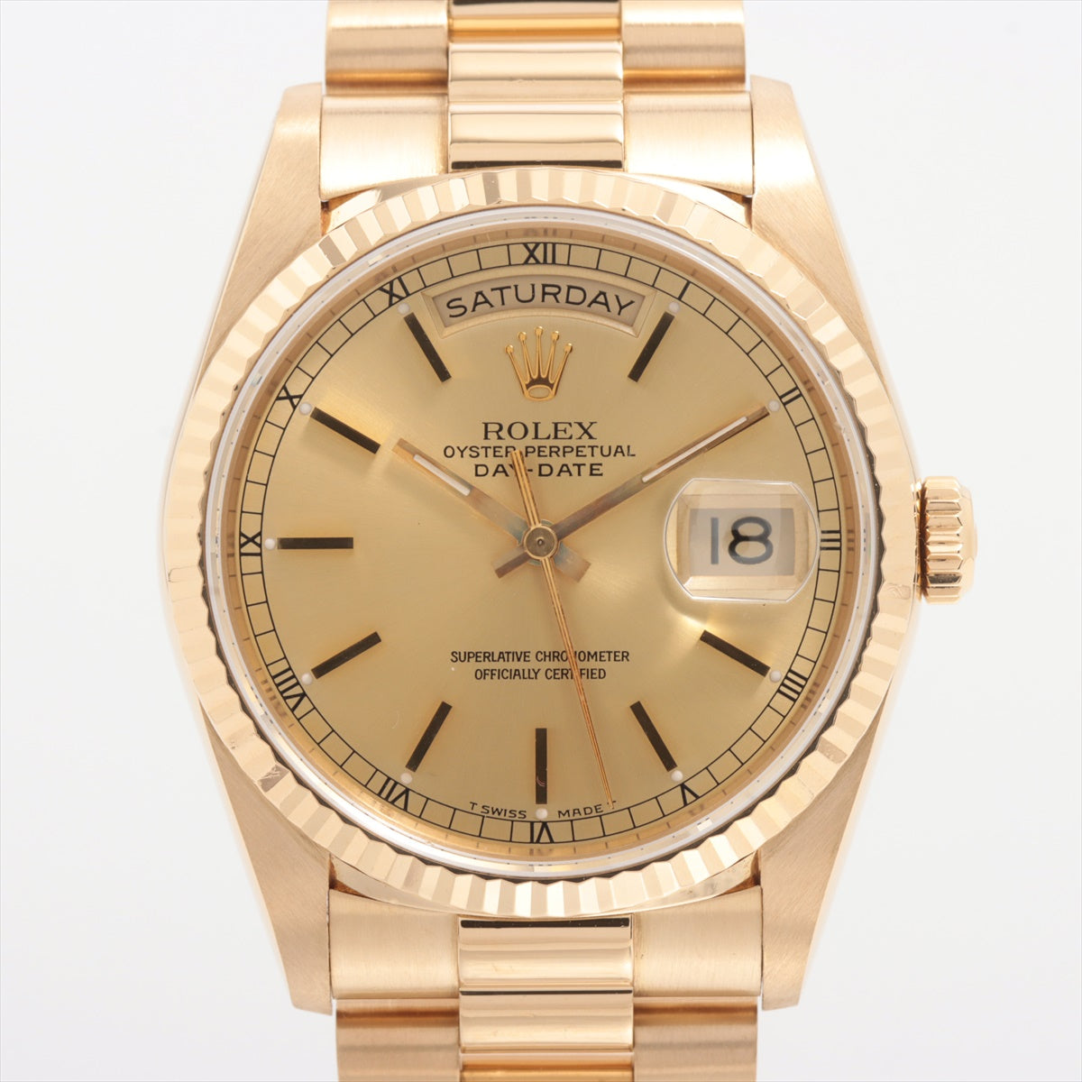 Rolex Day Date 18238 YG AT Champagne-Face Extra Link 1