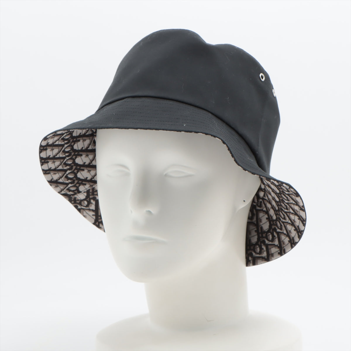 Christian Dior Teddy Oblique Reversible Hat Hat 57 Polyester x cotton x polyurethane Black
