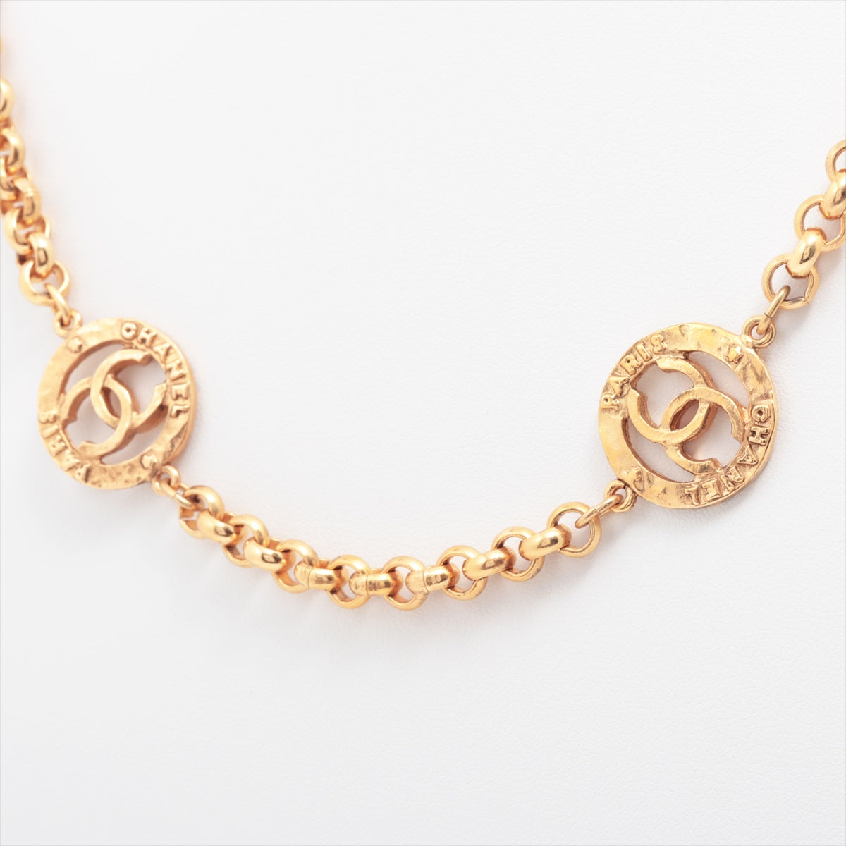Chanel Circle Coco 28 Necklace GP Gold  Coco Mark