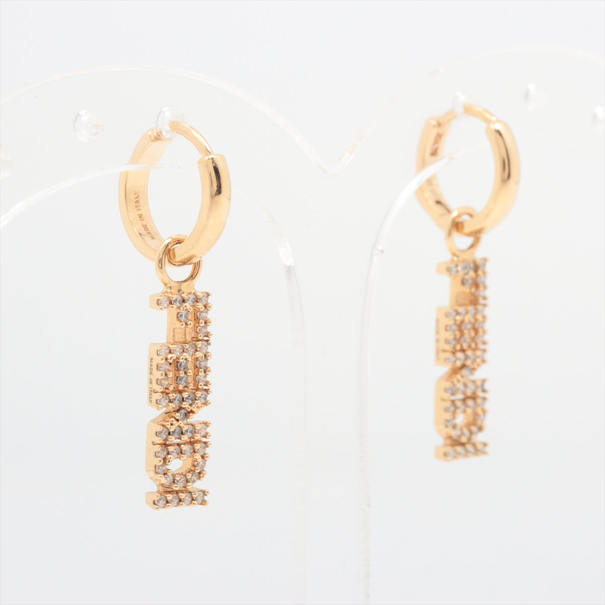 Fendi Logo Piercing jewelry (for both ears) GP×inestone Gold