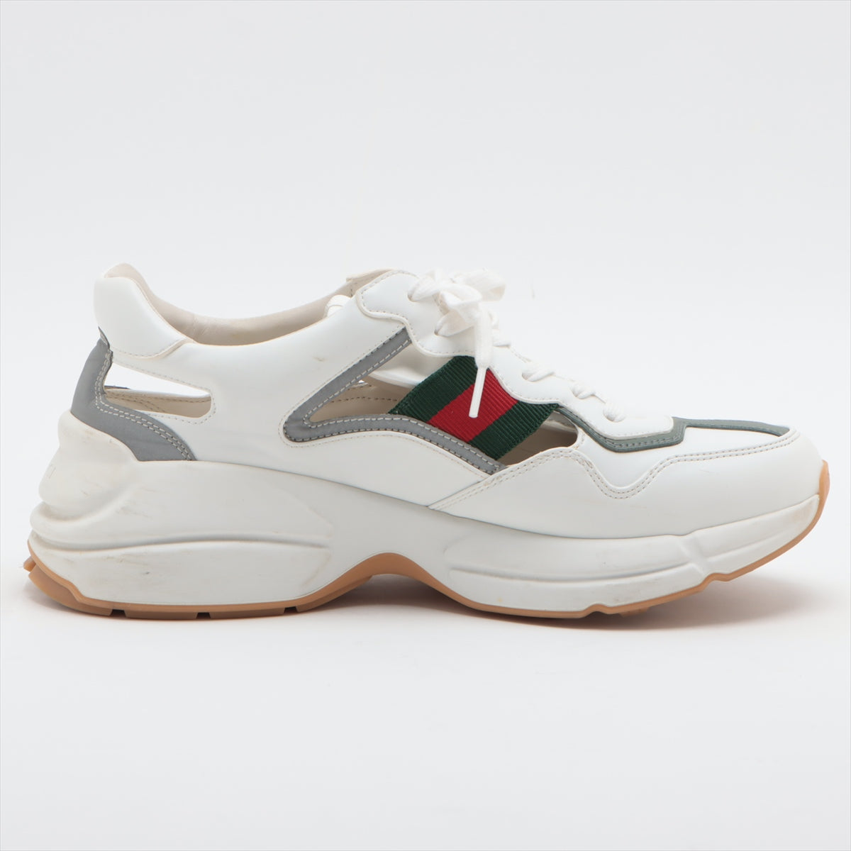 Gucci Sherry Line Leather Sneakers 8 Men's White 657977