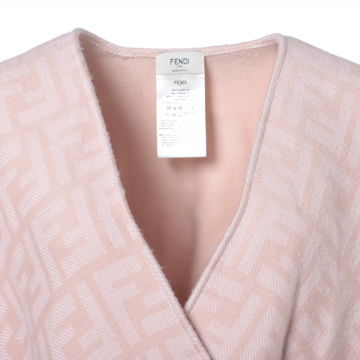 Fendi ZUCCa Wool & silk Poncho TU Ladies' Pink   FXX713