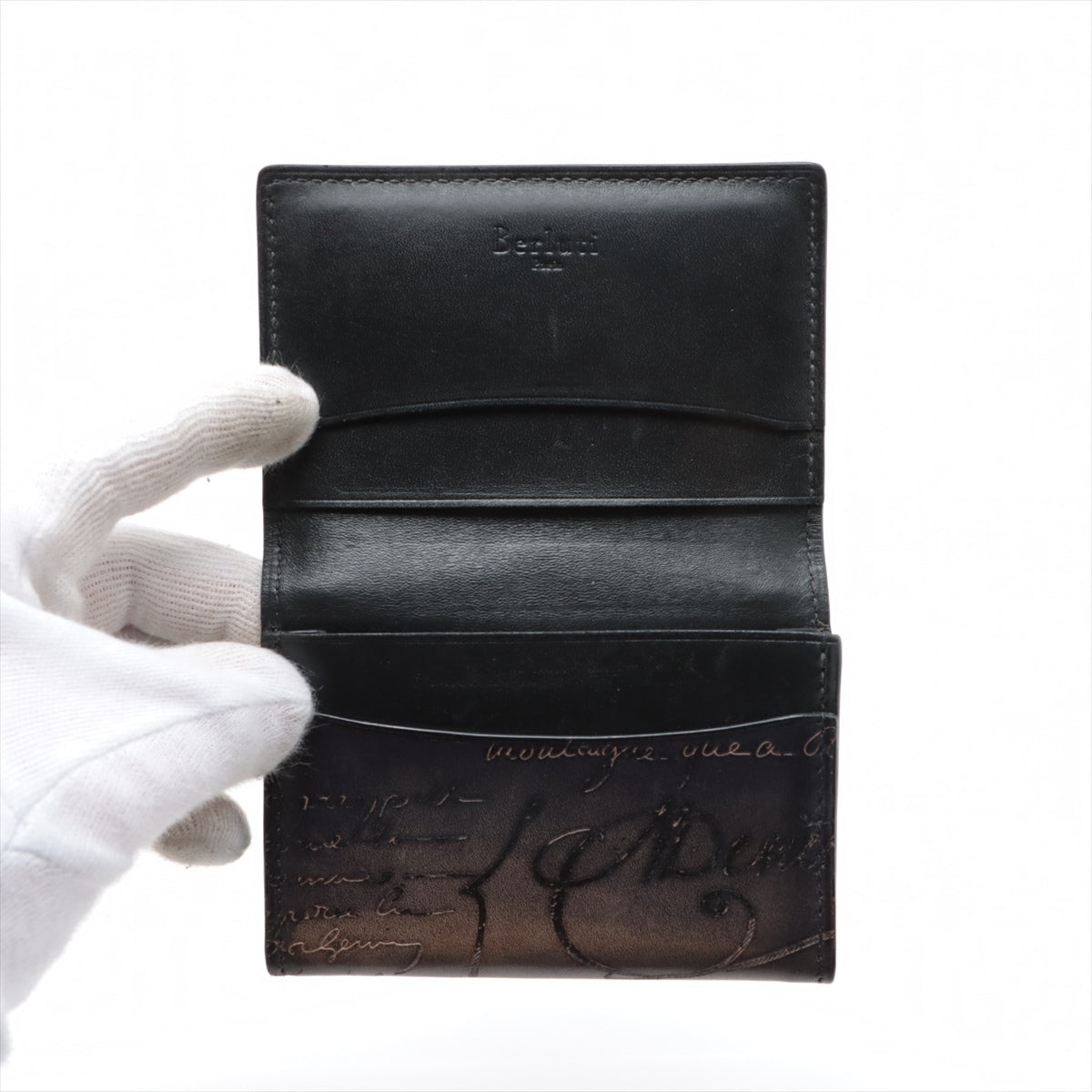 Berluti Calligraphy Leather Card case Grey