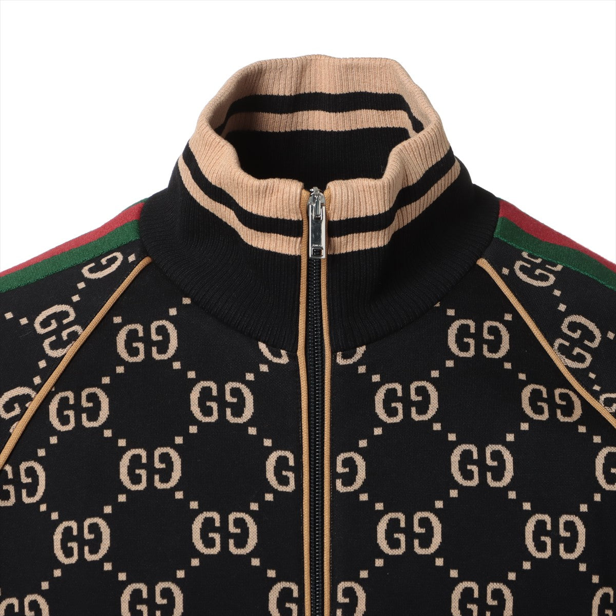 Gucci GG Cotton track jacket XL Men's black x beige  695955 Sweatsuit