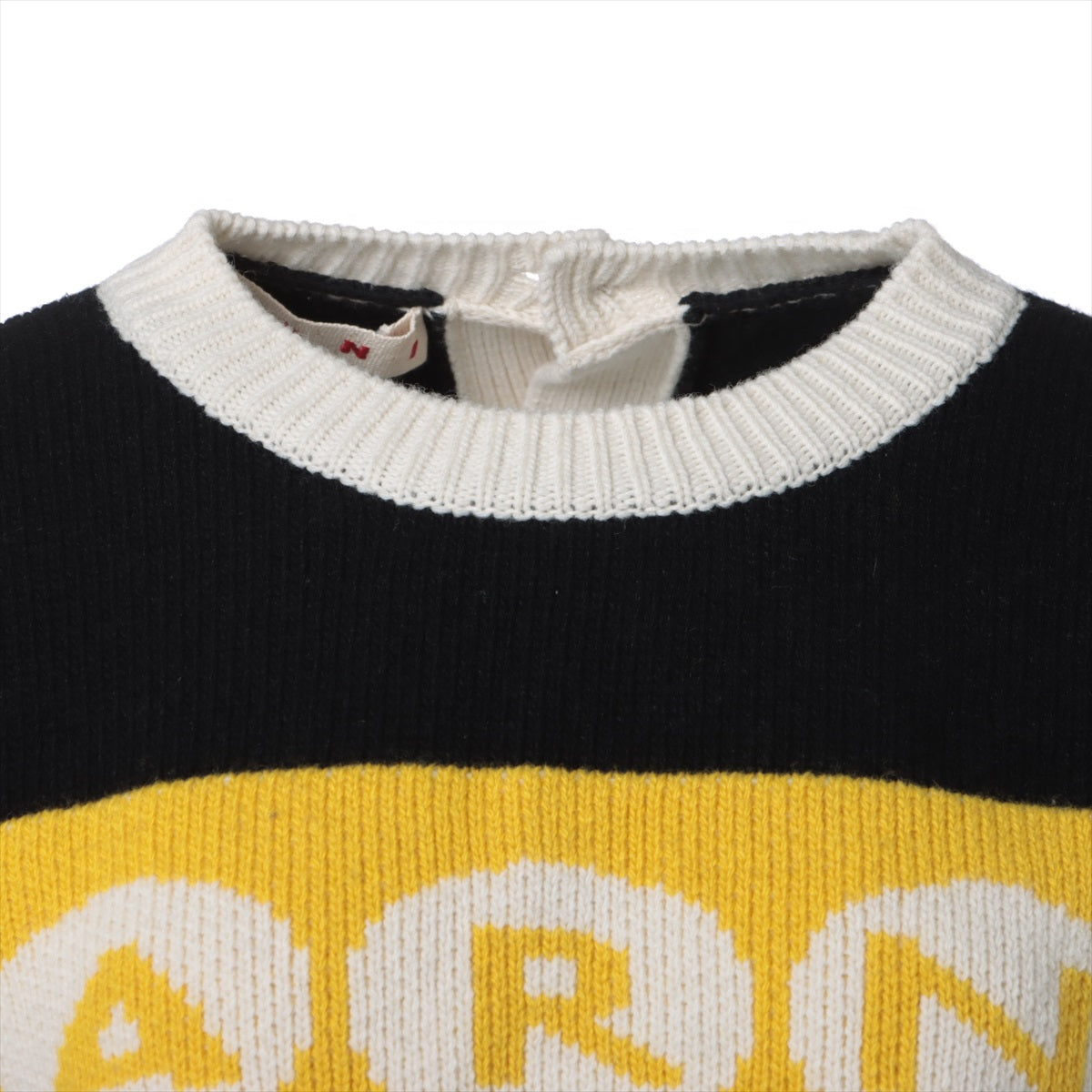 Marni 23AW Wool Knit 36 Ladies' Black x yellow  Logo back button GCMD0483Q0