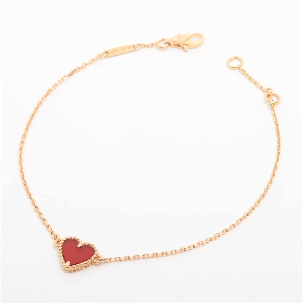 Van Cleef & Arpels Sweet Alhambra hearts Carnelian Bracelet 750(PG) 1.8g