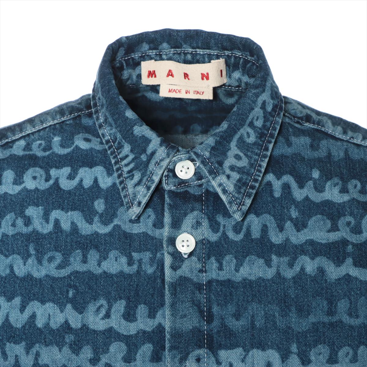 Marni 23SS Cotton Denim shirt 48 Men's Navy blue  Logo total handle Oversized