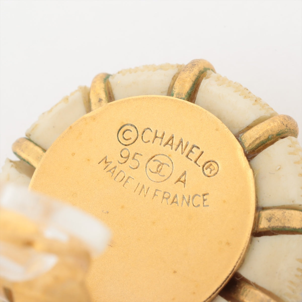 Chanel Coco Mark 95A Earrings (for both ears) GP Gold Scratched chipped  Discoloration Stained Clip looseness