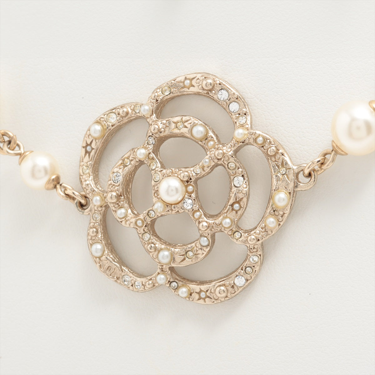 Chanel Camelia A13P Necklace GP x rhinestone x imitation pearl Gold