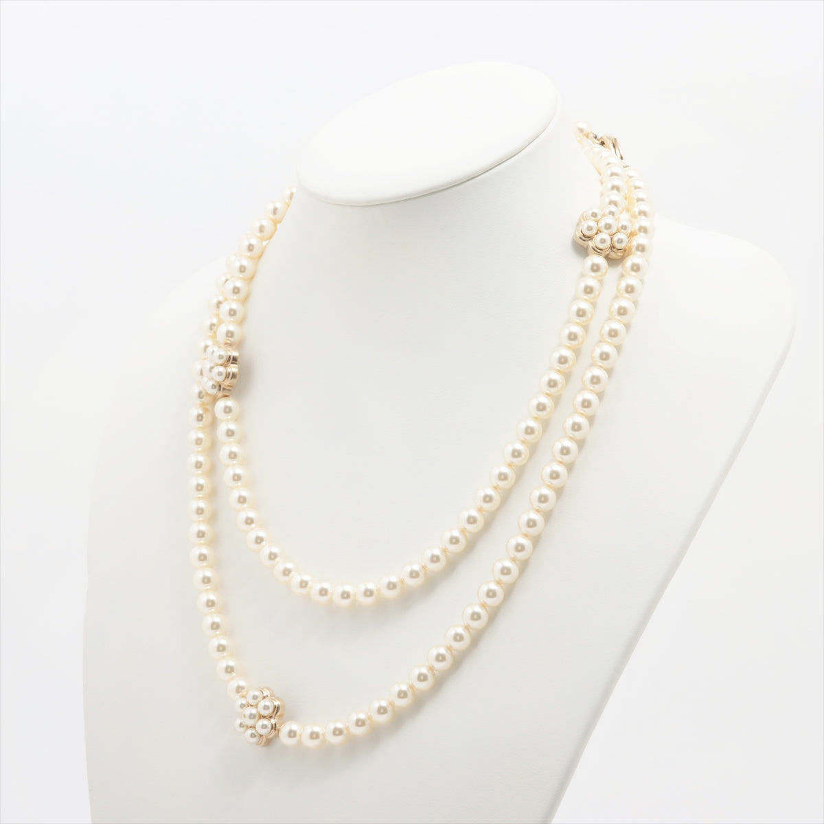 Chanel Coco Mark B15B Pearl Necklace GP x Imitation pearl Gold