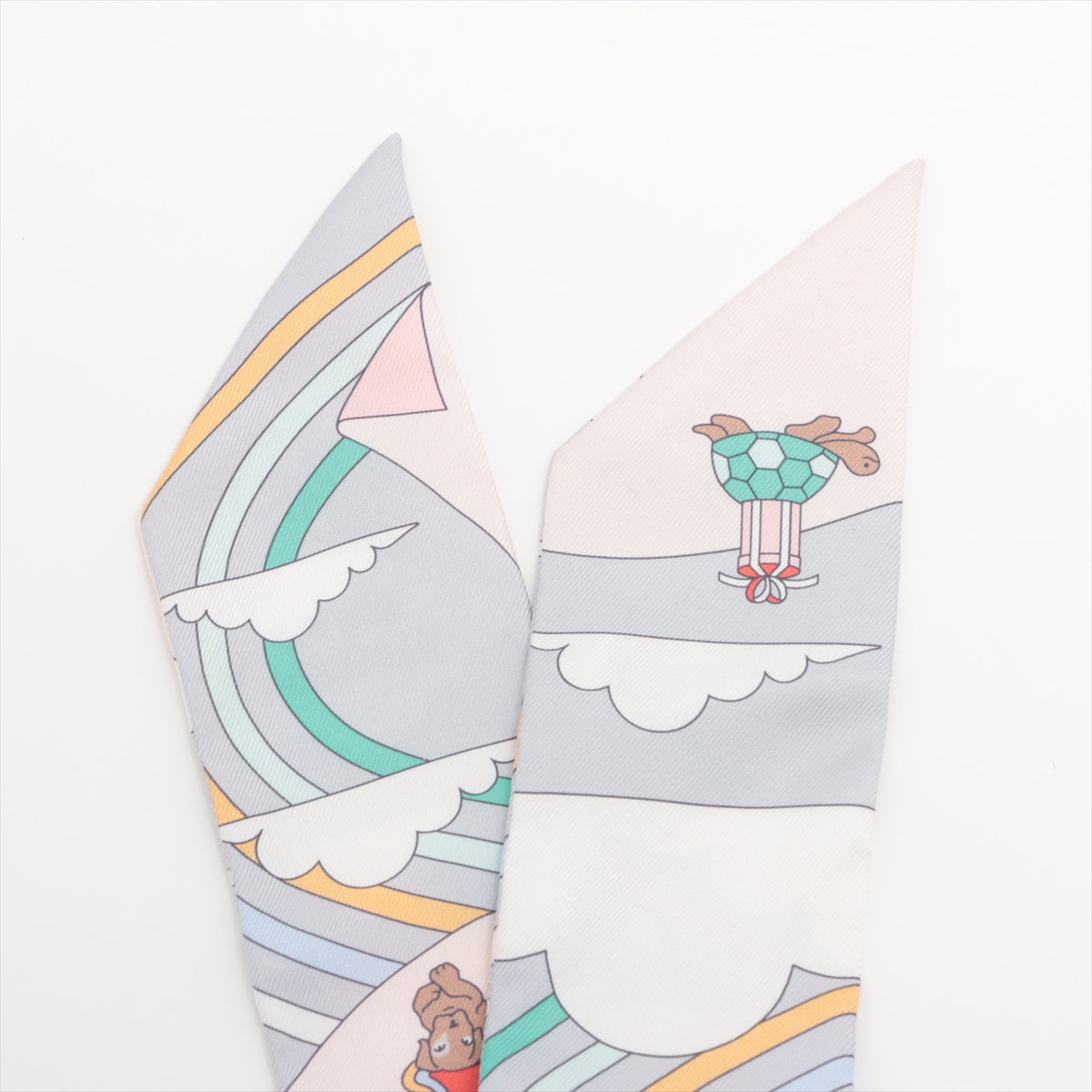 Hermès Twilly CARRES VOLANTS The Flying Kare Scarf Silk light grey