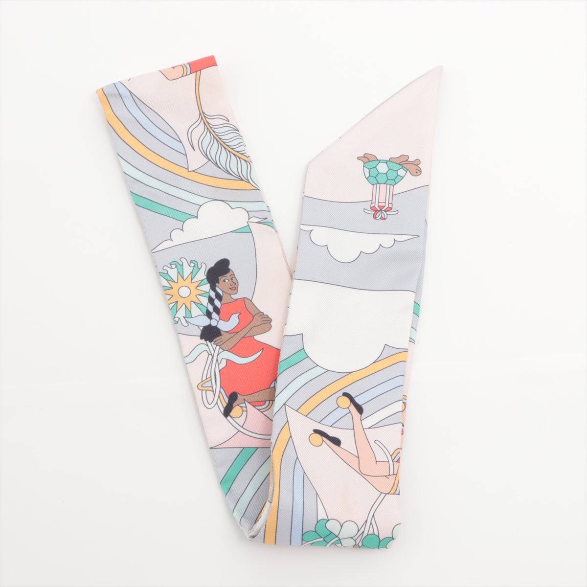 Hermès Twilly CARRES VOLANTS The Flying Kare Scarf Silk light grey