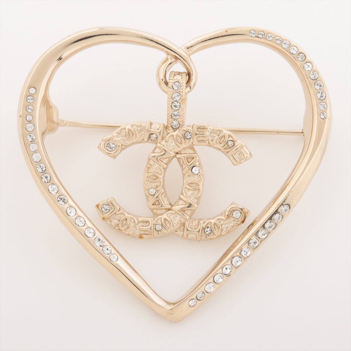 Chanel Coco Mark hearts A21V Brooch GP×inestone Gold
