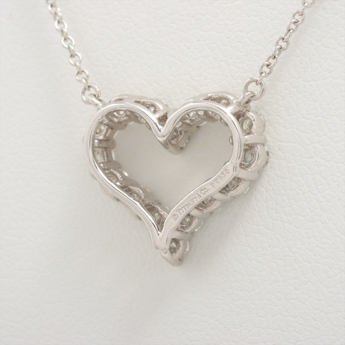 Tiffany Sentimental Heart Medium diamond Necklace Pt950 4.8g