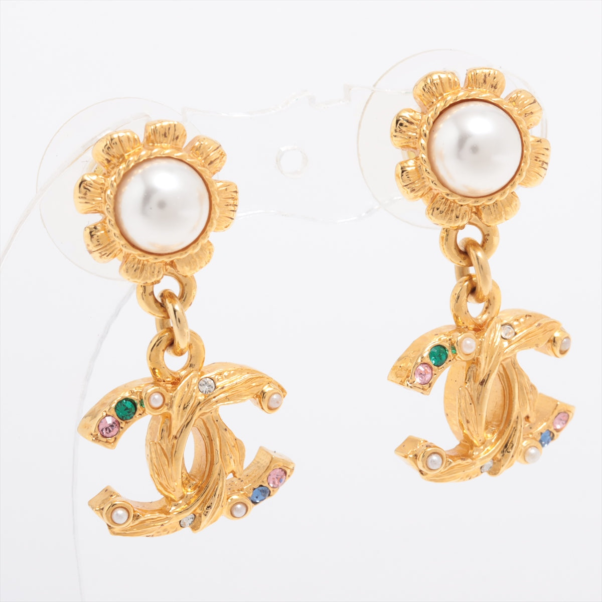 Chanel Coco Mark C23V Piercing jewelry (for both ears) GP x rhinestone x imitation pearl Gold