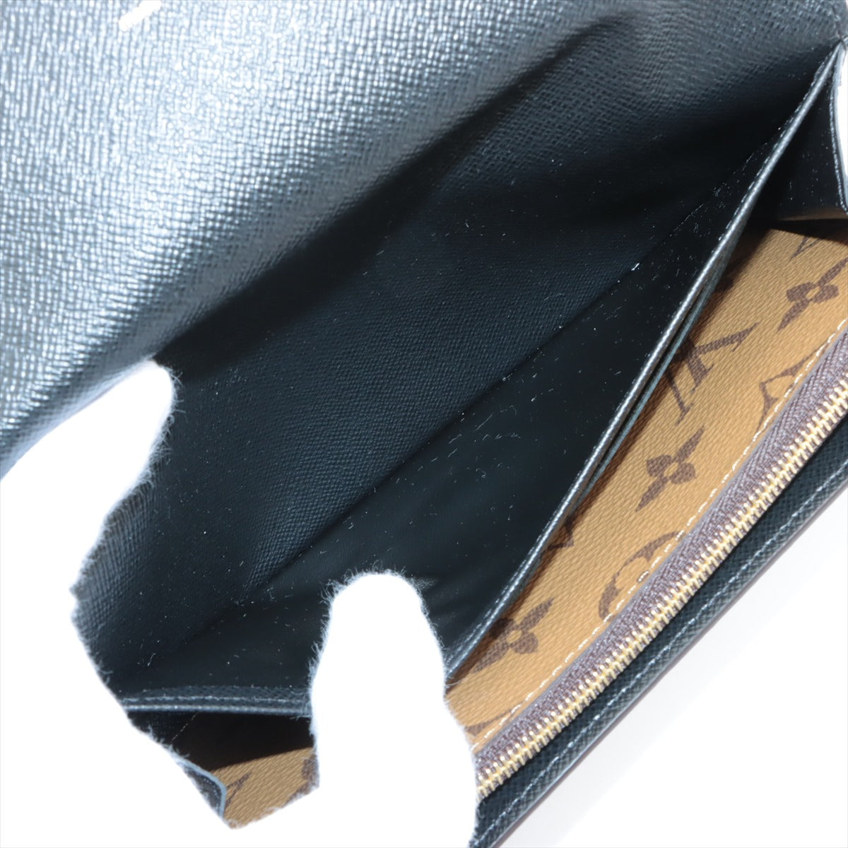 Louis Vuitton Giant Monogram Reverse Portefeuilles Sarah M80726 Black × Brown Long wallets With RFID response