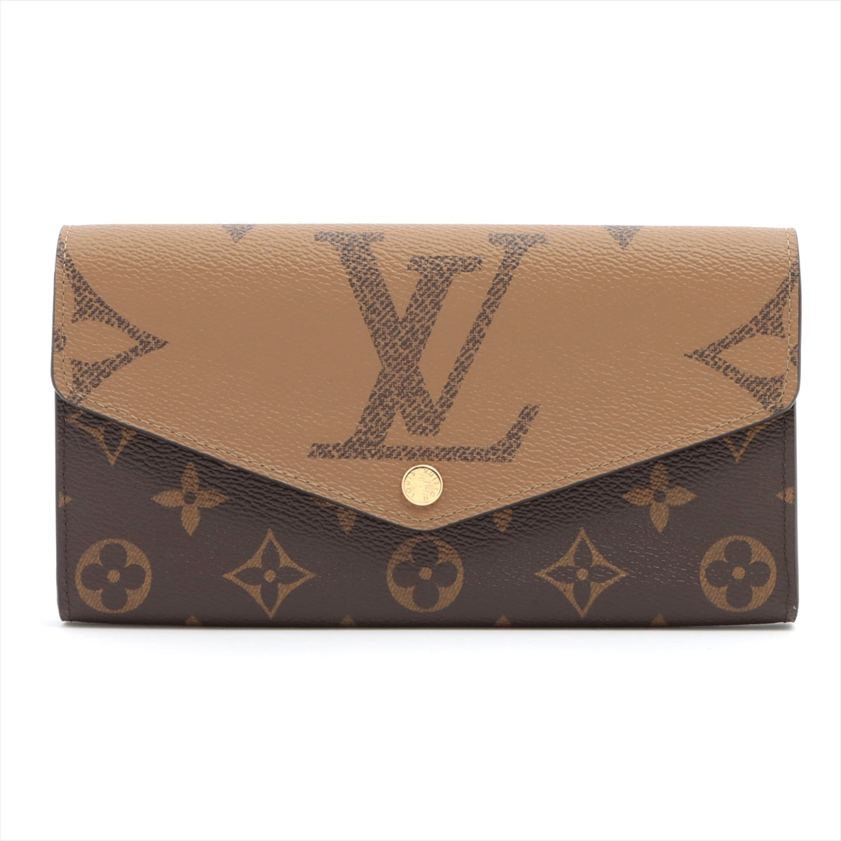 Louis Vuitton Giant Monogram Reverse Portefeuilles Sarah M80726 Black × Brown Long wallets With RFID response