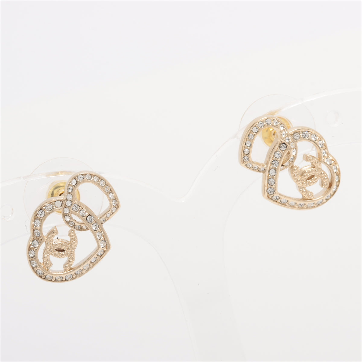 Chanel Coco Mark hearts 23B Piercing jewelry (for both ears) GP×inestone Gold