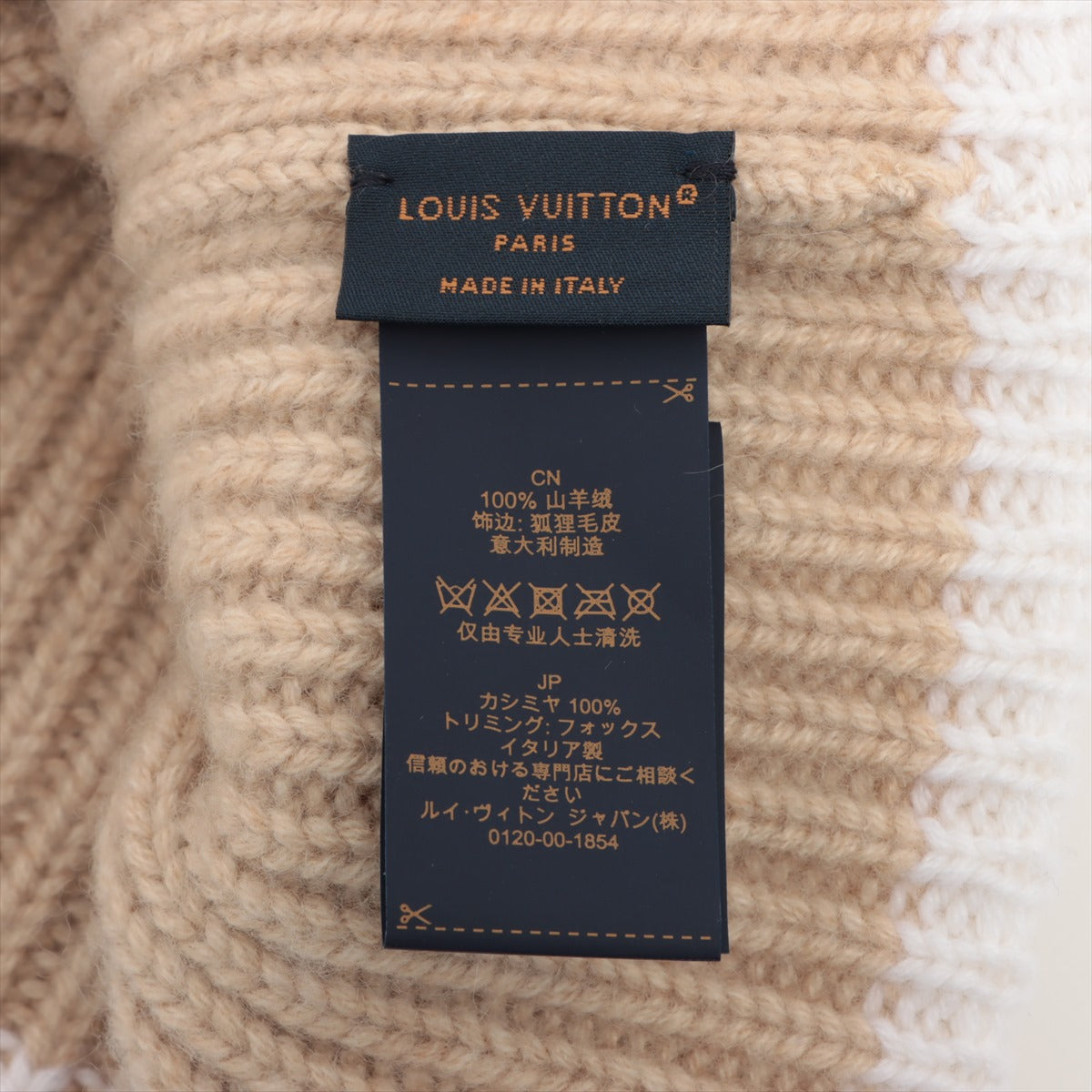 Louis Vuitton Beanie LV spark RN4263 Knit cap Cashmere Beige M79396