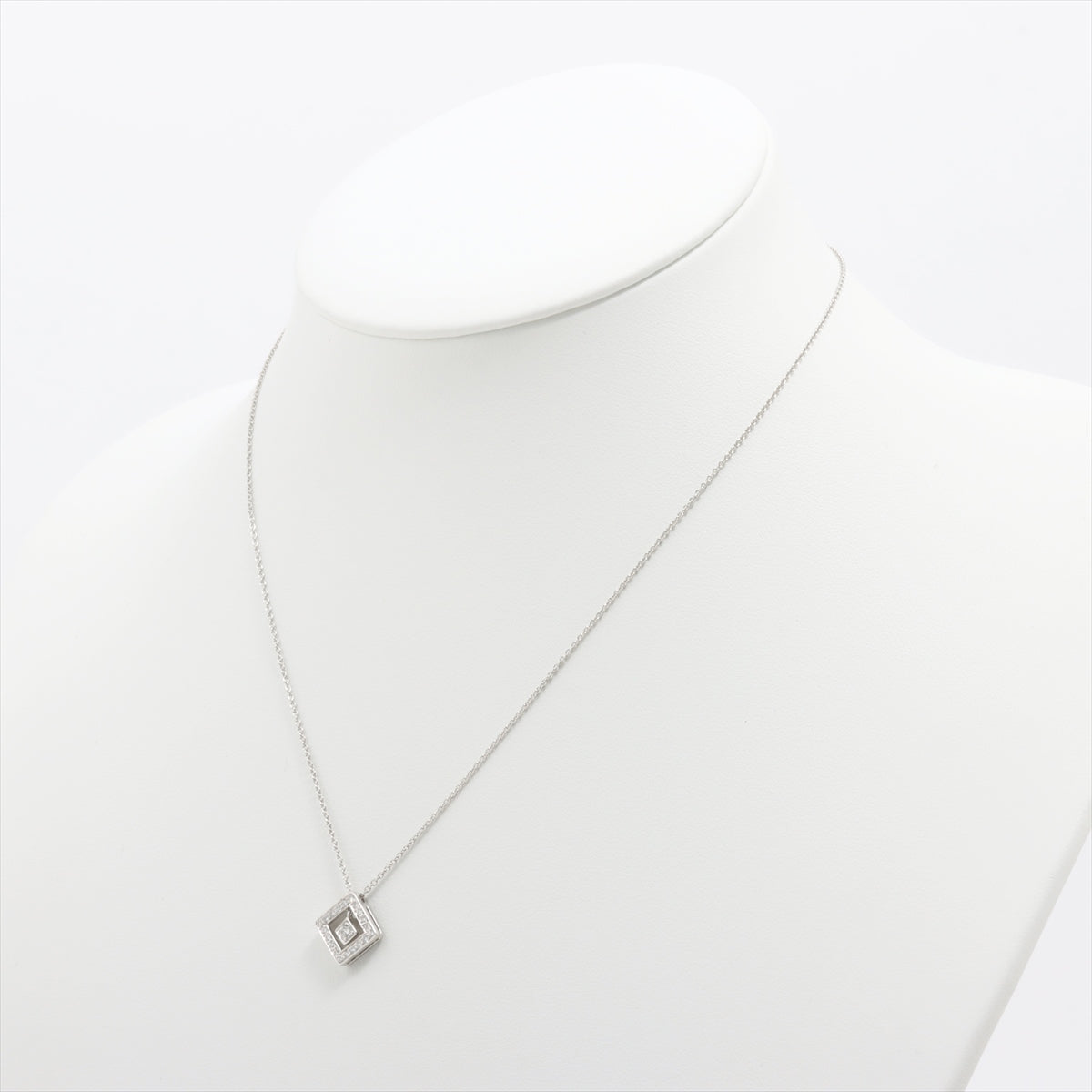 Tiffany open square diamond Necklace Pt950 4.0g