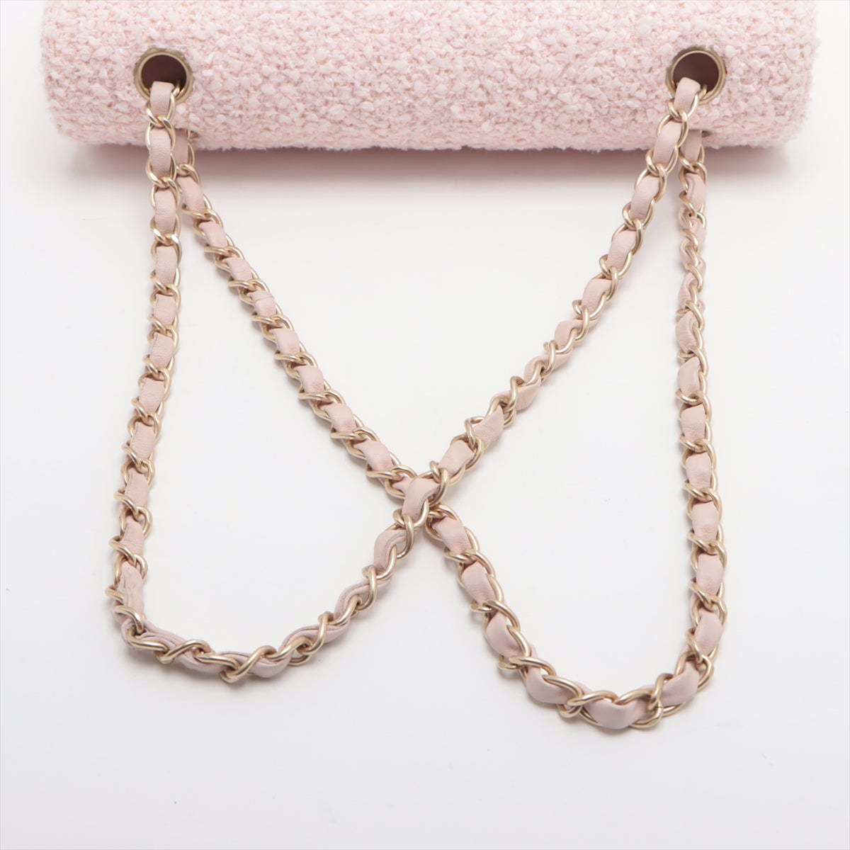 Chanel Matelasse Tweed Double flap Double chain bag Pink Gold Metal fittings 8XXXXXX