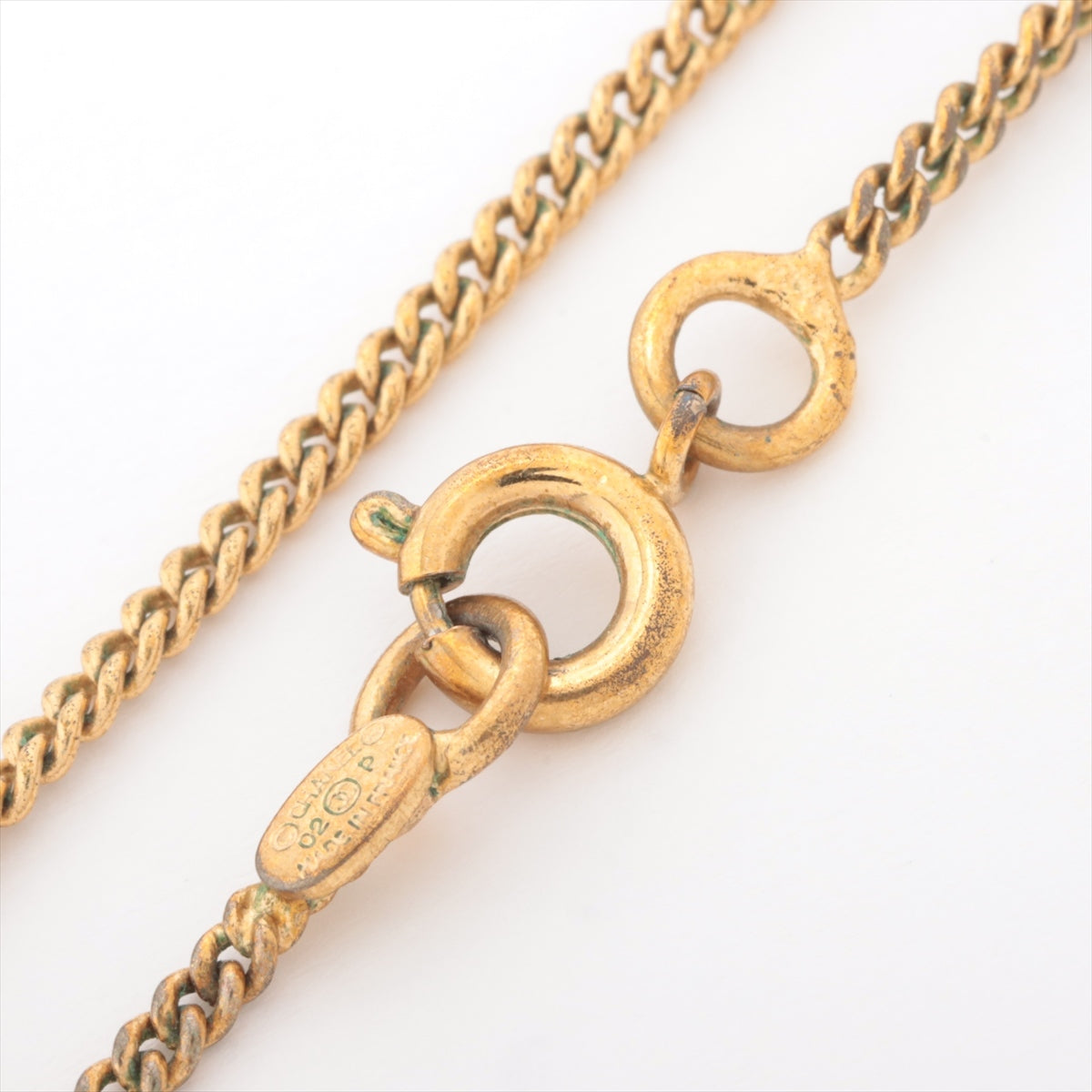 Chanel Coco Mark 02P Necklace GP×inestone Gold Gem missing