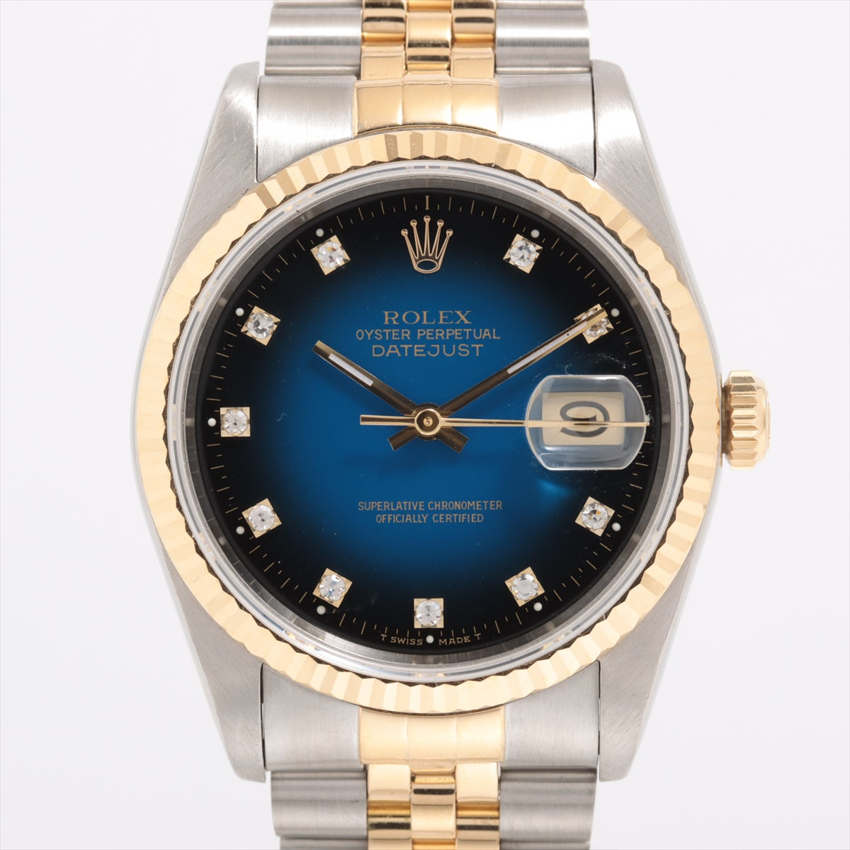 Rolex Datejust 16233G SS×YG AT Blue gradient dial Rubbing the crown