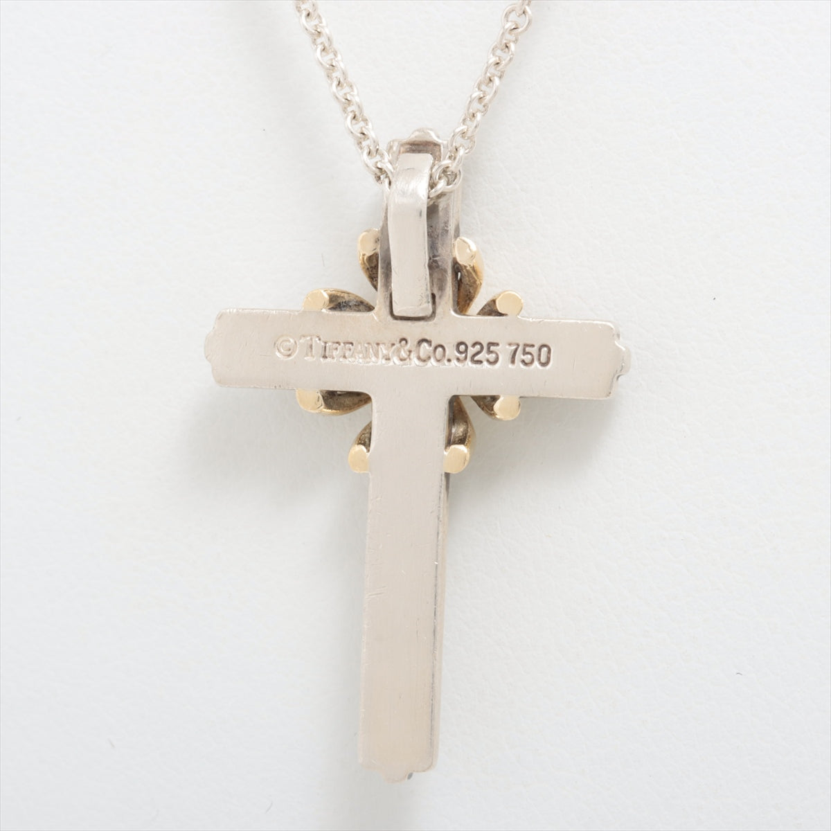 Tiffany Signature Cross Necklace 925×750 8.0g Gold × Silver
