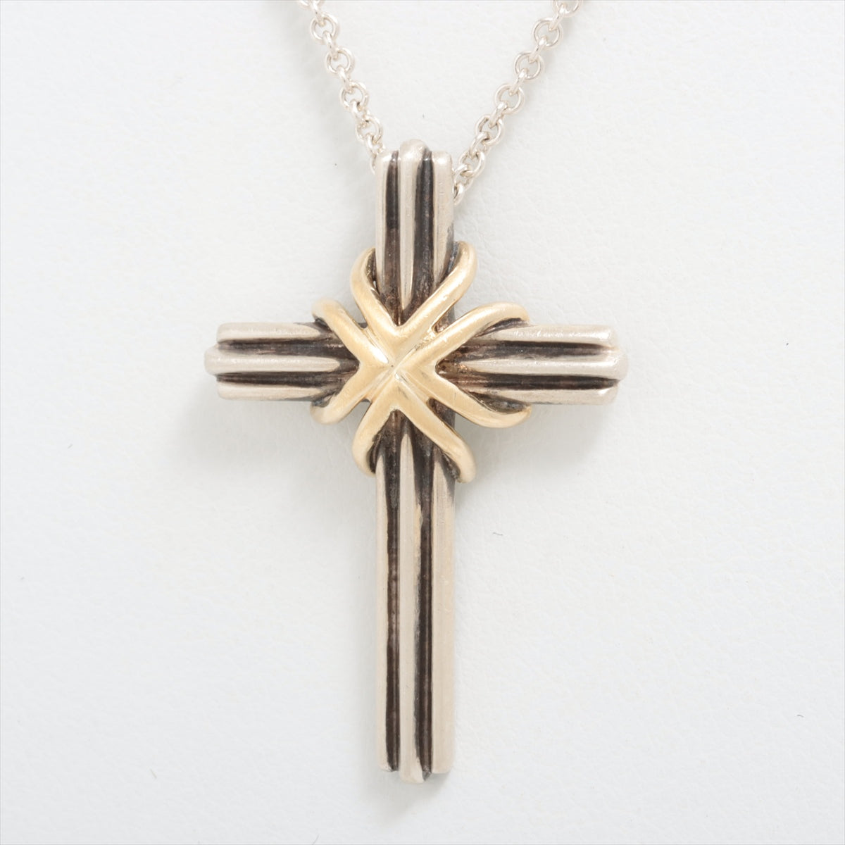 Tiffany Signature Cross Necklace 925×750 8.0g Gold × Silver