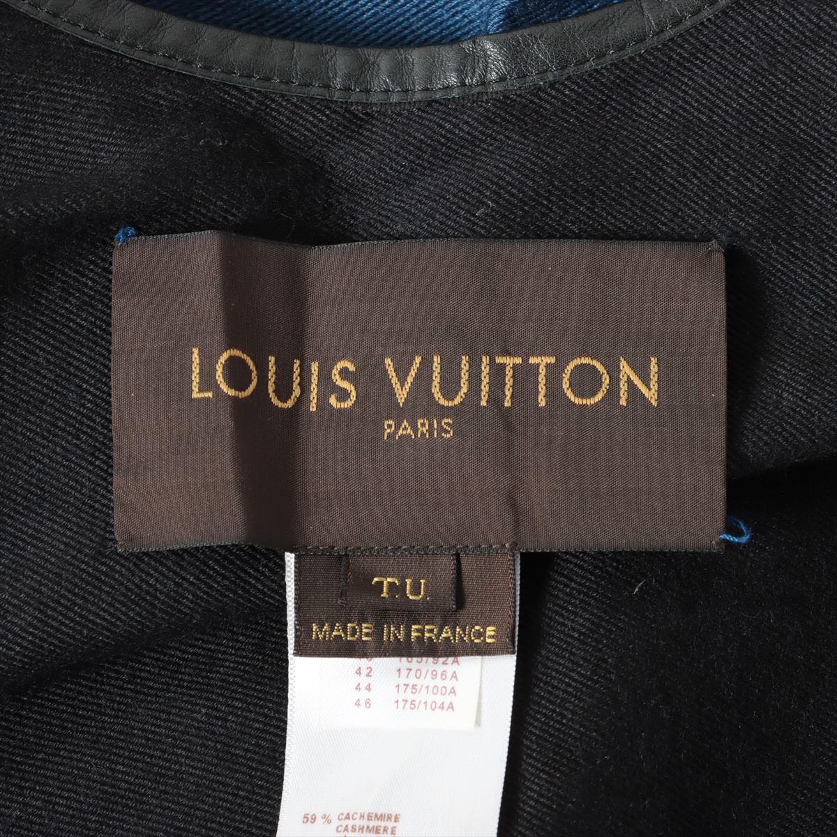 Louis Vuitton 14SS Cashmere & silk Poncho T.U. Ladies' Blue x black  RW141W