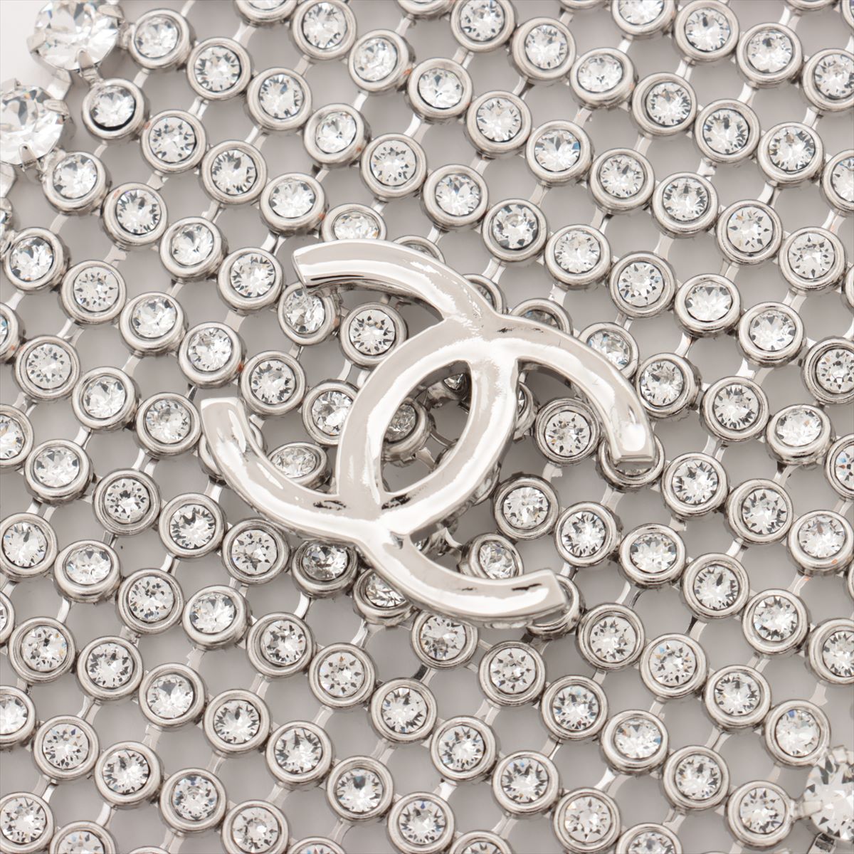Chanel Coco Mark B23A Necklace Metal x rhinestone Silver Necktie
