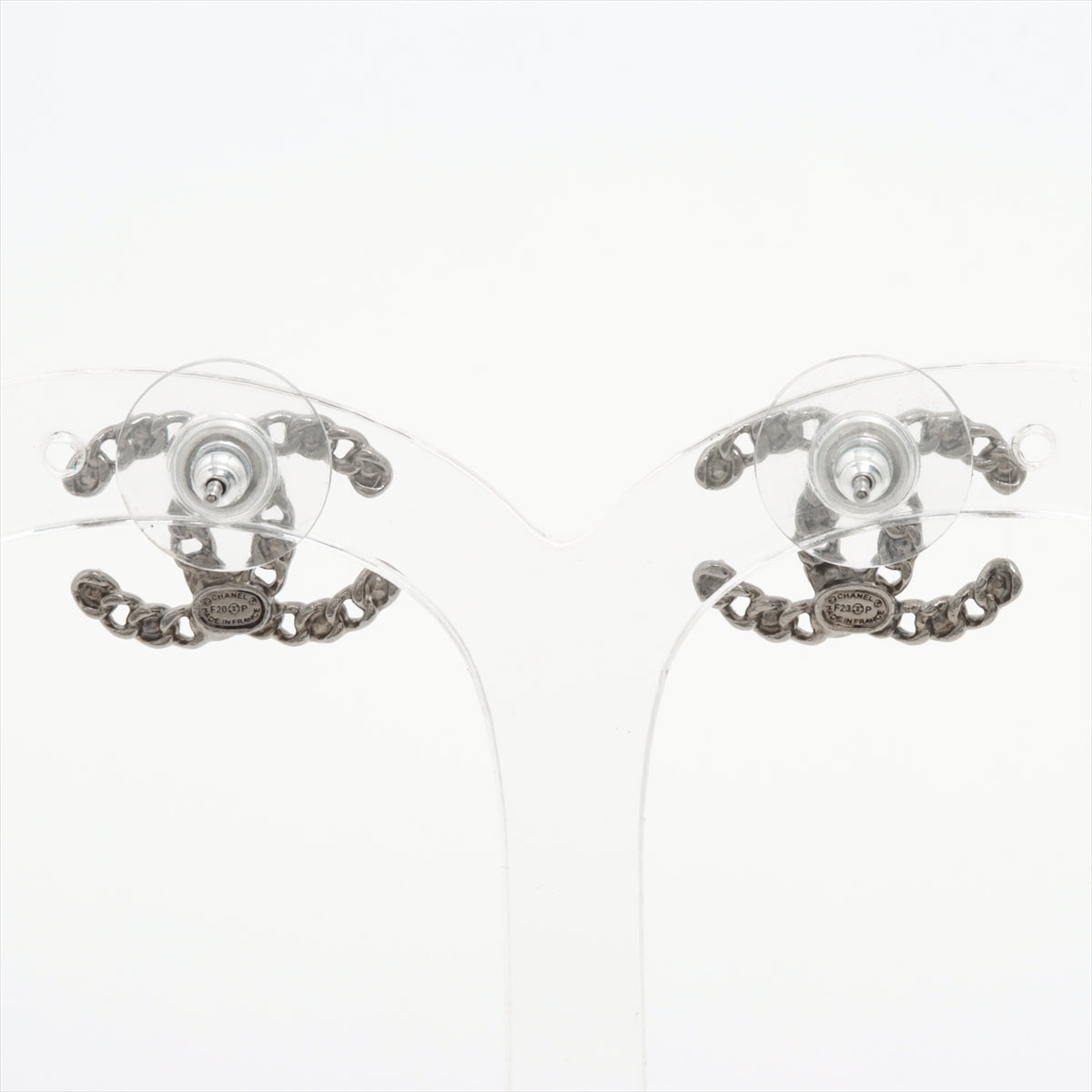 Chanel Coco Mark F20P Piercing jewelry (for both ears) Metal x rhinestone Gunmetal