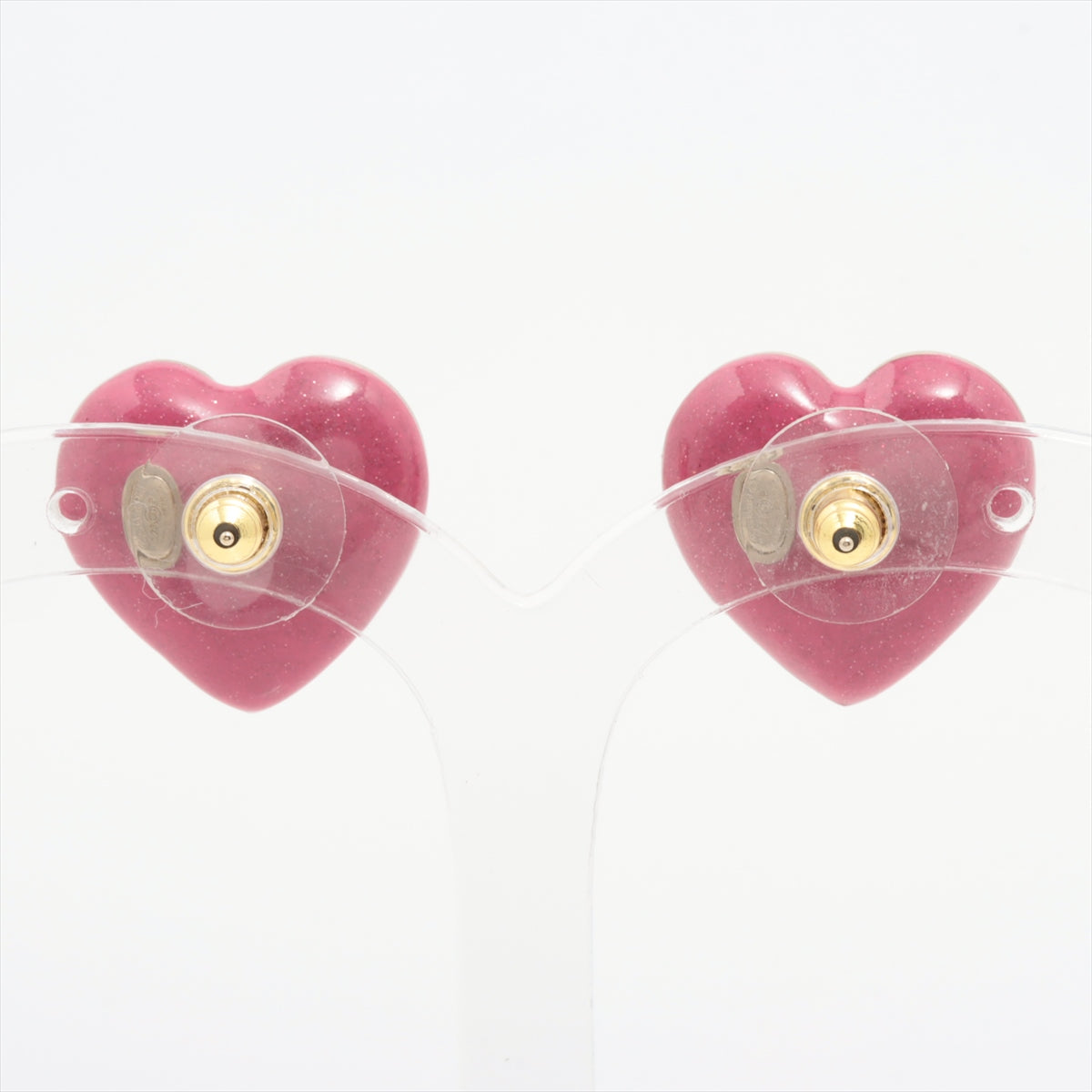 Chanel Coco Mark hearts C23P Piercing jewelry (for both ears) GP×inestone Gold x pink