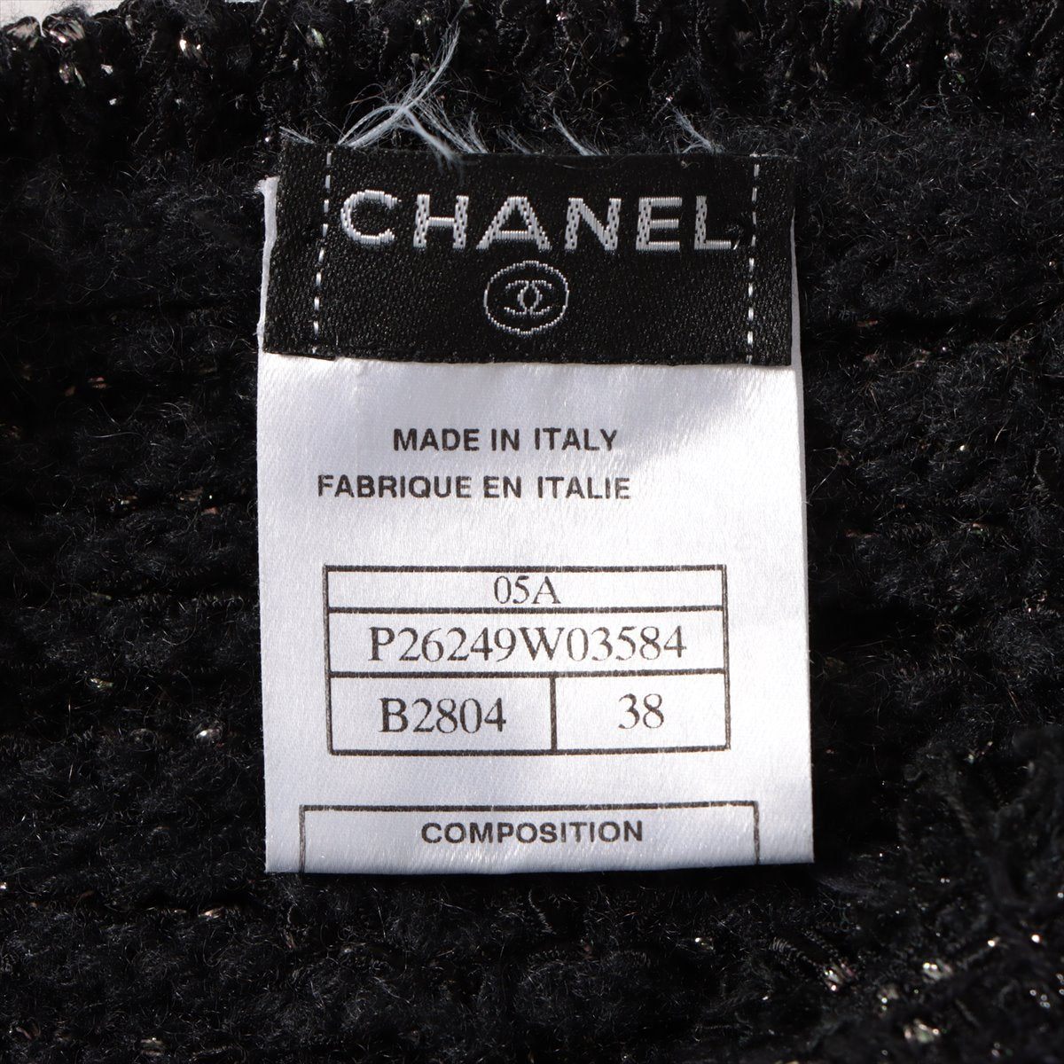 Chanel Coco Button 05A Cashmere x rayon Cardigan 38 Ladies' Black  Tweed